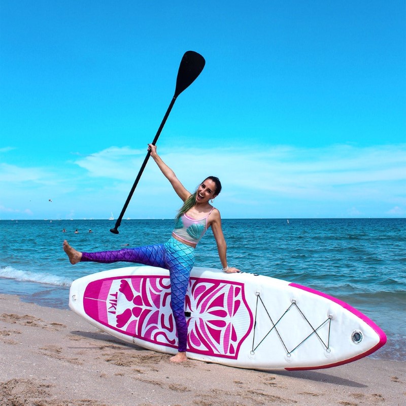 Funwater Pink Tiki 10'6 allround touring SUP board op strand