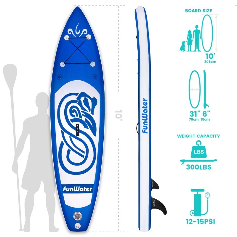 Funwater Rainbow Snake Blue 10' SUP board